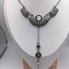 Egyptian Style 36 Inch Silver tone Necklace 