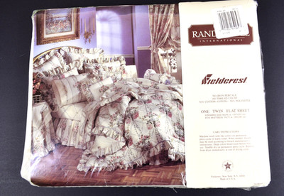  Vintage FIELDCREST Twin Flat Sheet Floral 70s Randy Trull Maidstone USA NEW