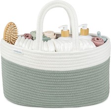 Comfy Cubs Rope Diaper Caddy Organizer 8.5" x 15" x 8" - Large Baby Sage