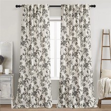 Black Floral Curtains French Country Curtains 96 inch Length Light Filtering ...
