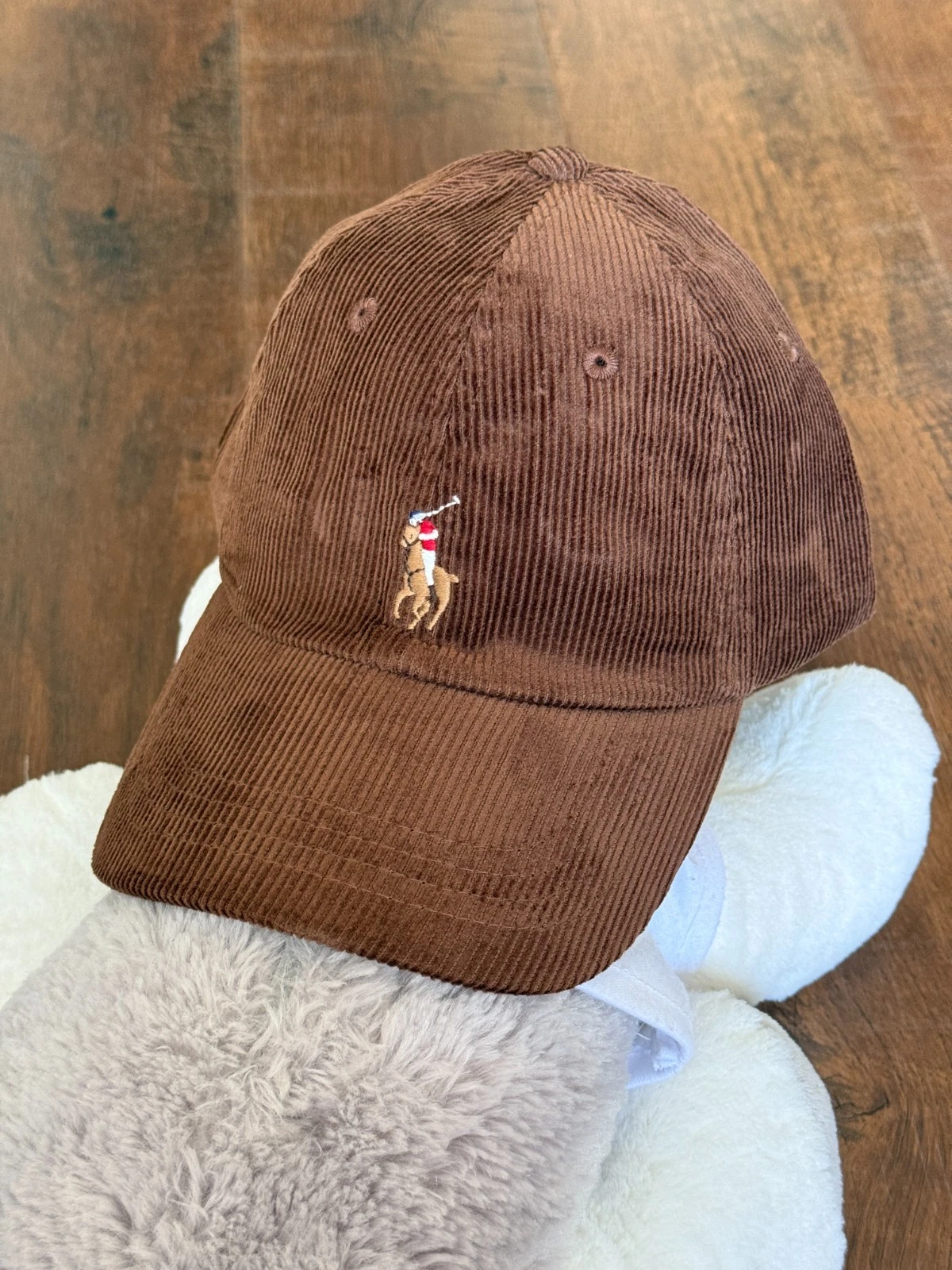NWT Polo Ralph Lauren Corduroy Pony Baseball Golf Cap Hat Leather Strap Brown