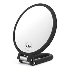 Magnifying Handheld Mirror Double Sided, 1X 15X Magnification Hand Mirrors, Trav