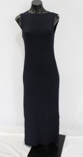 Mango Women's Round Neck Fitted Textured Midi Dress AC2 Navy Small (US: 4) NWT 