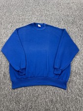 Vtg Jerzees Sweatshirt Men 3XL Blank Blue Fleece Pullover Crewneck Made In USA