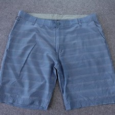 Burnside Hybrid Walk Board Shorts Blue Striped Quick Dry Size 38 Water Shorts