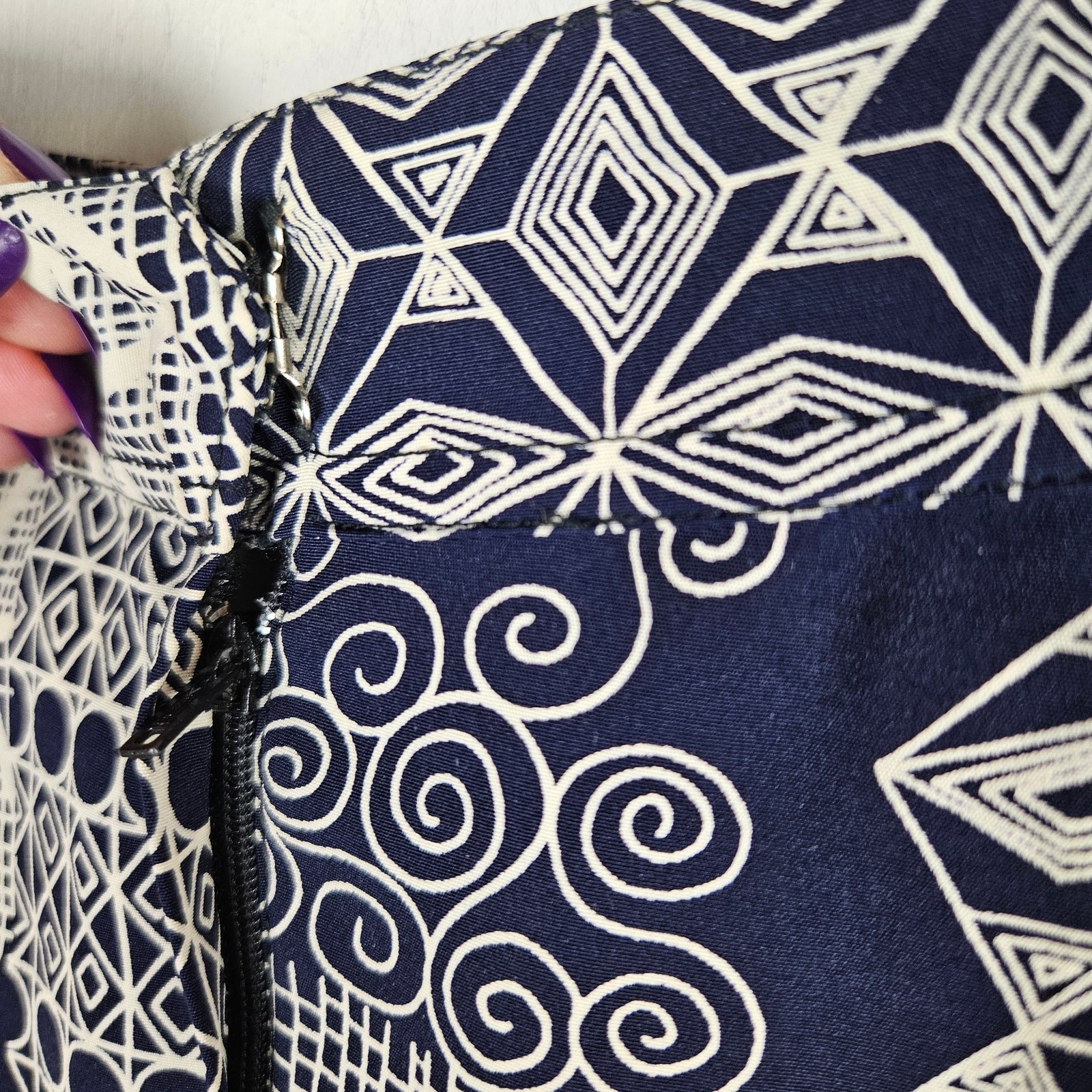 Handmade Medallion Print Patchwork A-Line Midi Sk… - image 4