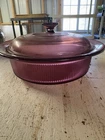 Corning Ware Vision V-32-B Cranberry 1.5 Qt Glass Casserole Dish Pyrex Lid USA