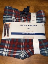 Lucky Brand Cloud Soft Men's Sleep Fleece Pant, Button Fly Opening, Side Pockets