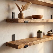 Rustic Industrial Solid Wood Scaffold Board Shelf Reclaimed Shelves No Brackets