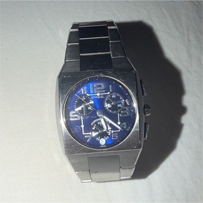 Breil Men's Chronograph Sport Wristwatch Blue Dial Stainless Steel Square Case