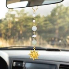 Sun Hanging Car Accessories, Cute Car Rear View Mirror Hanging Charm Handmade Cr