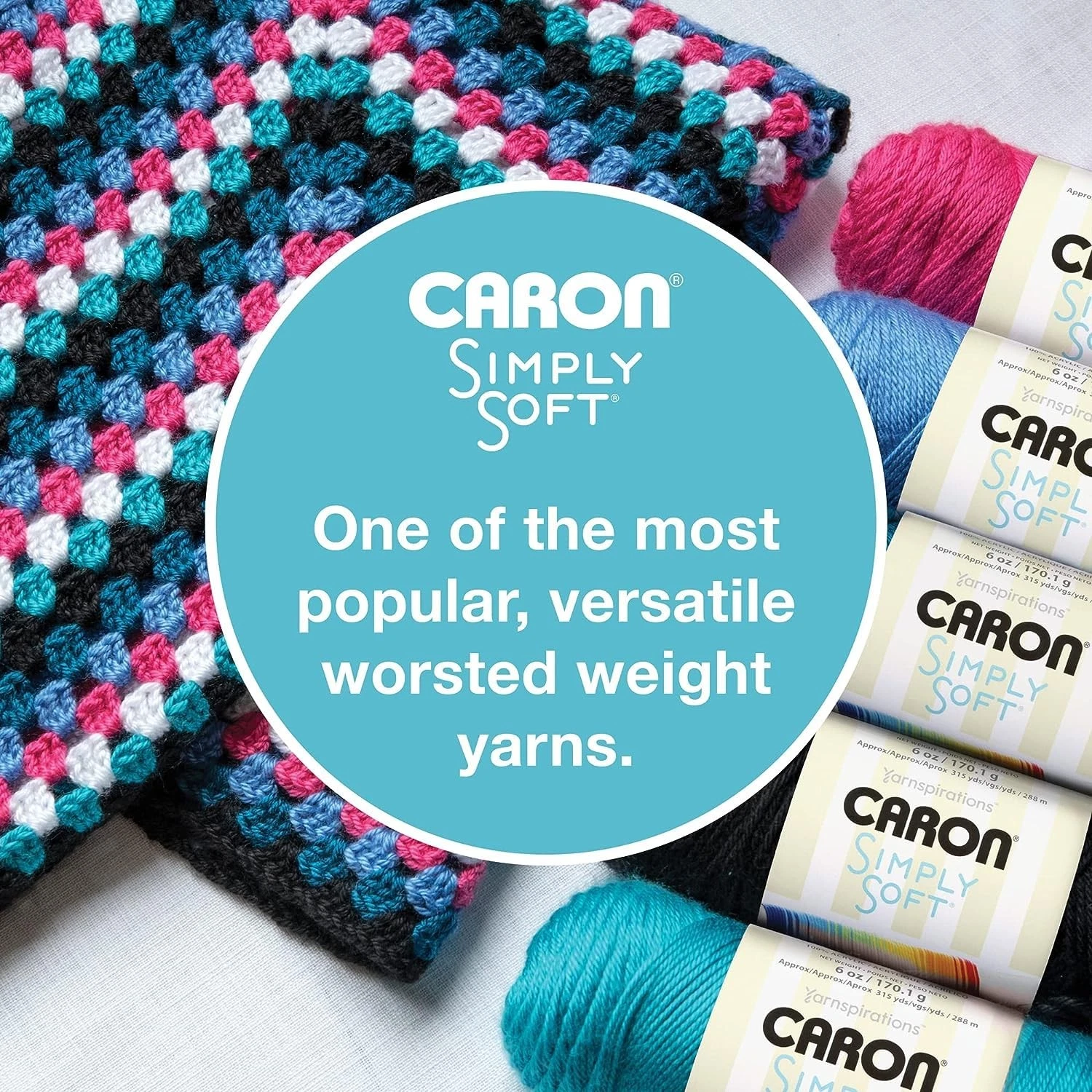 Caron Simply Soft Solids Yarn (4) Medium Gauge 100% Acrylic - 6 1 Pack, White image 3