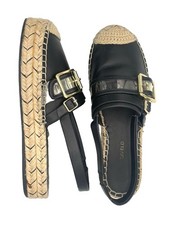 Sandalias Karl Lagerfeld Alexi para mujer 9M negras alpargata con hebilla plana