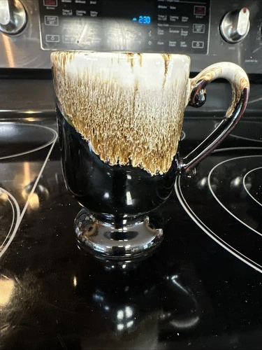 VTG Pfaltzgraff  Brown Drip Glazed Footed Coffee - Tea Mug Cup USA Nice!