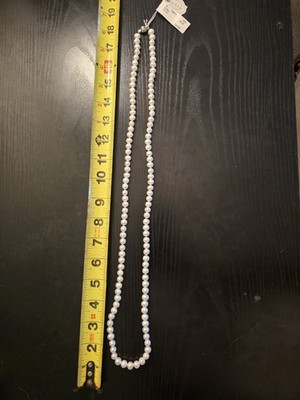 Iris & Lily White Simulated Pearl Beaded Necklace 18 in 925 Silver Barrel