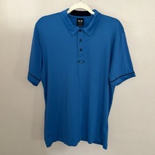 Oakley Polo Shirt Men Medium Blue Performance Short Sleeve Golf Hydrolix Stretch