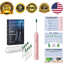 Sonic Electric Toothbrush Pink Rechargeable 8...