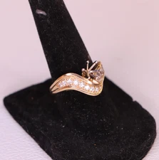 Custom Wave Design: 14K Gold (5.43g) Engagement Mounting - 0.57 CTW - US 6.5