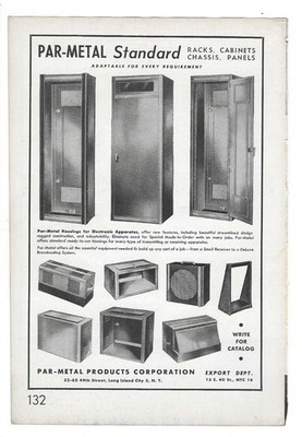 Par-Metal Standard Racks Cabinet Chassis Panels 1947 Vintage Print Advertisement