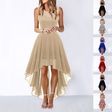 Women's Lace Patchwork Chiffon Dress Loose Swing A-Line Sleeveless Summer Casual