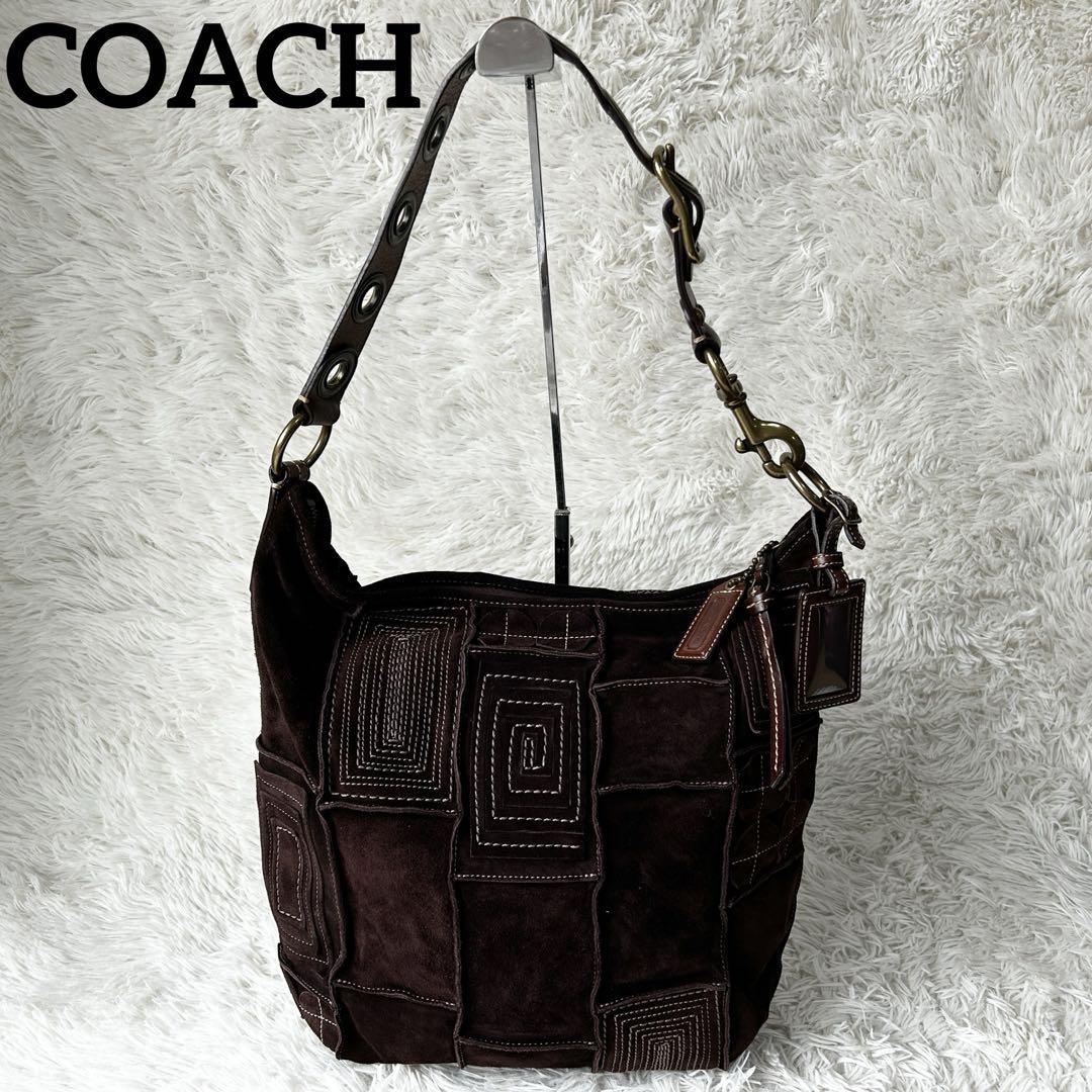 Coach Patchwork Duffle Bag Dark Brown Leather Rar… - image 1
