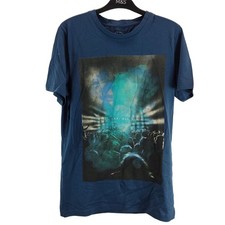 Image of jack jones mens t-shirt blue crew neck short sleeve large print size xs free pp
