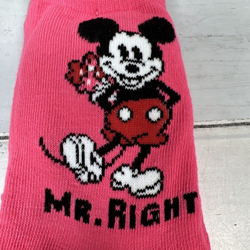 Disney Mickey Mouse Minnie Mr. Right Valentines Crew Socks 2 Pk Size 4-10 NWOT - Picture 2 of 8