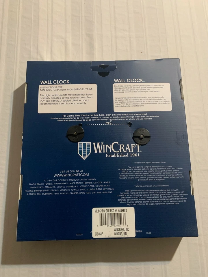 New York Yankees MLB Round 12" Chrome Clock Wincraft Brand New - Image 2 of 2