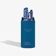 5PCS Kitchen knife Set w/ Block Cat Paw Handle Super Sharp Stainless Steel Blade