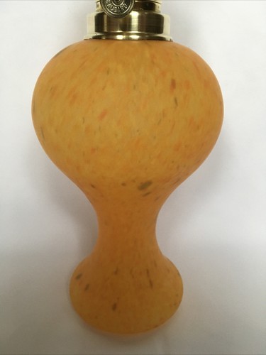 Lampe Öl GAUDARD Frankreich aus Glas Geschliffen Marmor Orange - Picture 2 of 9