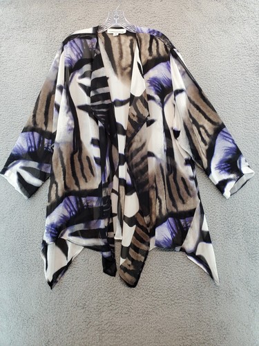 CAROLINE ROSE Topper Kimono Wickel offen Animal Print künstlerisch Bohemian Chic Größe 1X - Bild 1 von 14