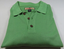 Tommy Bahama Mens Silk Cotton Light Green Textured Pullover Polo Shirt M/L EUC