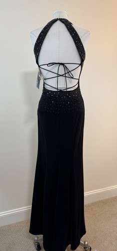 Niki Livas Women's Size 4 Black Dress Gown Evening Long Maxi Plunging V Neck NWT - Picture 2 of 16