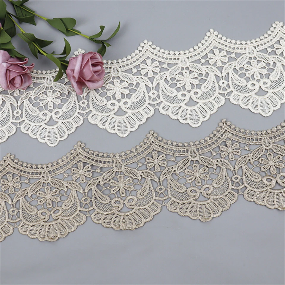 1 ярд полиэстер цветок кружева ленты водорастворимый отделки DIY одежды шитья Craft - Изображение 3 из 4