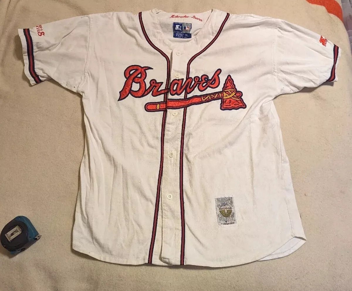 Vtg 90s Starter Cooperstown Collection 1957 Milwaukee Braves Jersey XL Atlanta