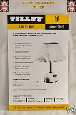 TILLEY LAMP TL120 SPECIFICATIONS AND SPARE PARTS  LEAFLET TILLEY  INSTRUCTIONS