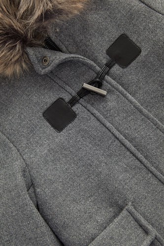 Zara Kids Girl Duffle Coat With Toggle Gray 6111/127 - Picture 3 of 3