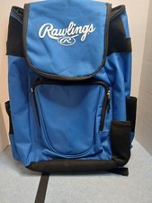 Rawlings Baseball/Softball BLUE Bat Bag/Backpack Holds 2 Bats w/ Fence Hook