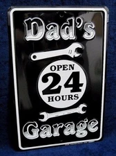 DAD'S GARAGE - *US MADE* - Embossed Metal Tin Sign - Man Cave Garage Shop Bar
