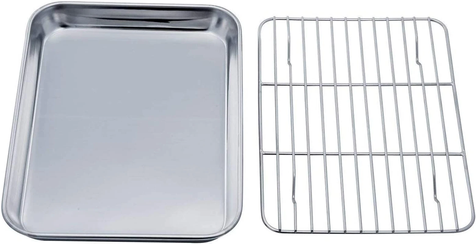 Toaster Oven Tray and Rack Set, 9.3’’ X 7’’ X 1’’, Stainless Steel Toaster Oven