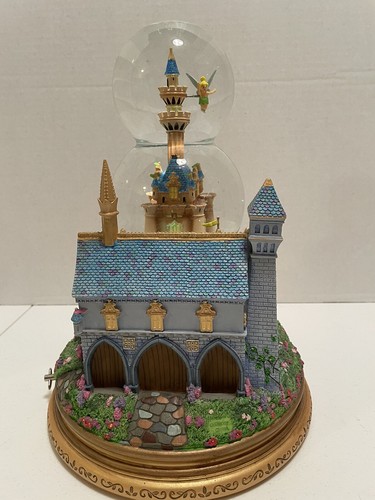 Disney Tinkerbell Castle Rotating Music Double Bubble Water Snow Globe - Picture 3 of 4