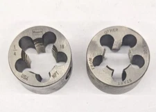 2 Hanson 1/4"-18 NPT Solid Round Dies 1" OD CS Carbon Steel USA