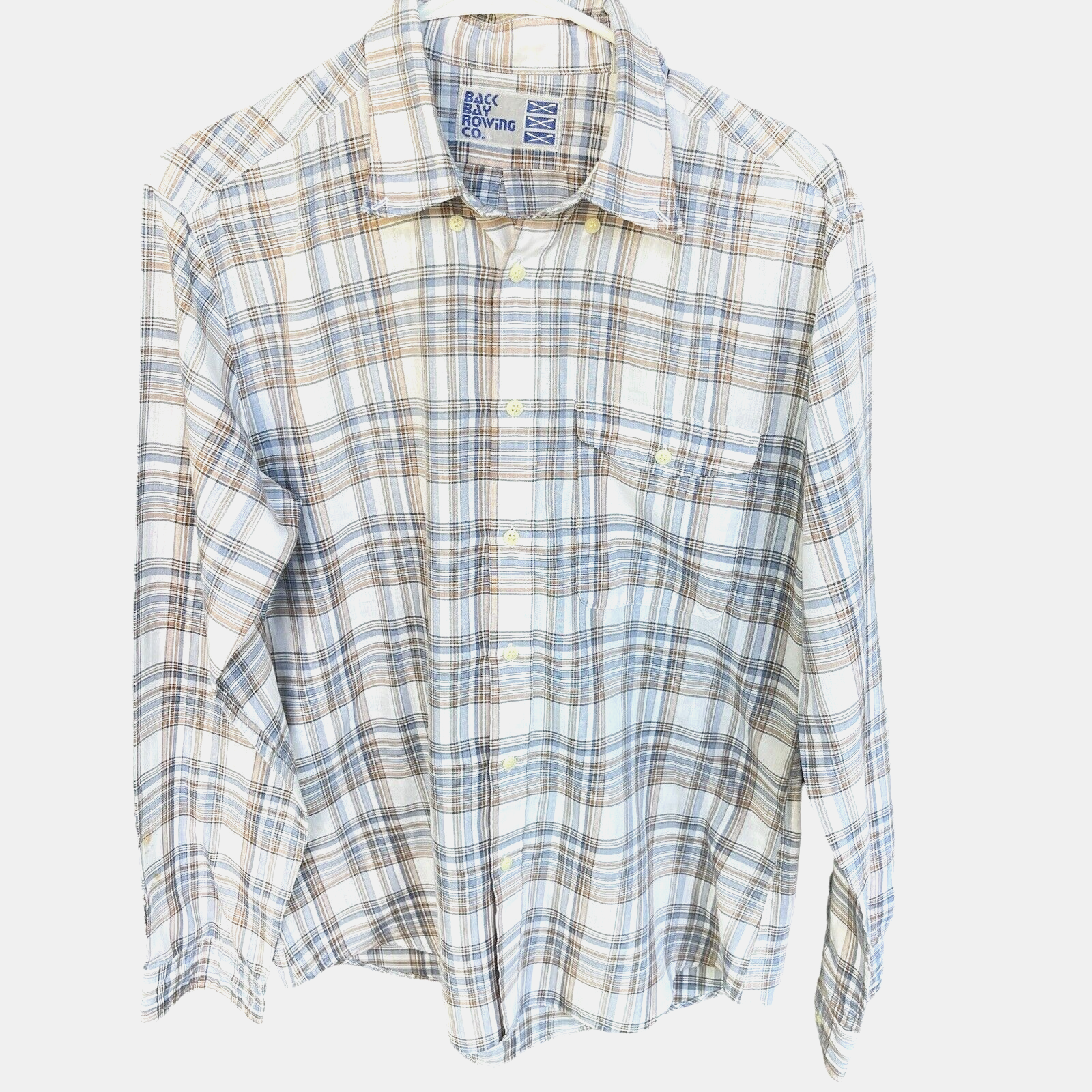 FILA Back Bay Rowing Co. Camicia da uomo grande a quadretti manica lunga blu marrone