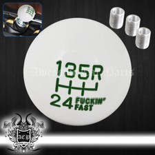 6 Speed F'Ing Fast Ball Type Round Shift Shifter Knob Stick Adapter White Green