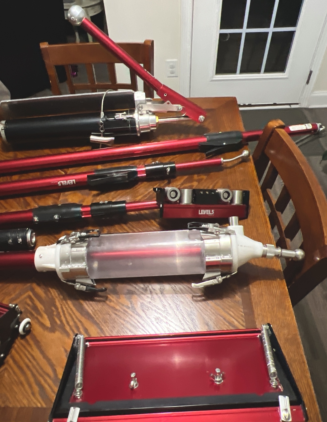 LEVEL 5 drywall tools set used W/ Flat Boxes, Minishot, Angle Heads