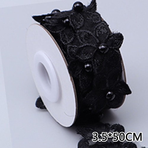 50cm Embroidered Lace Trims Pearl Flower Sew on Ribbons Clothes Accessories DIY - Picture 6 of 24