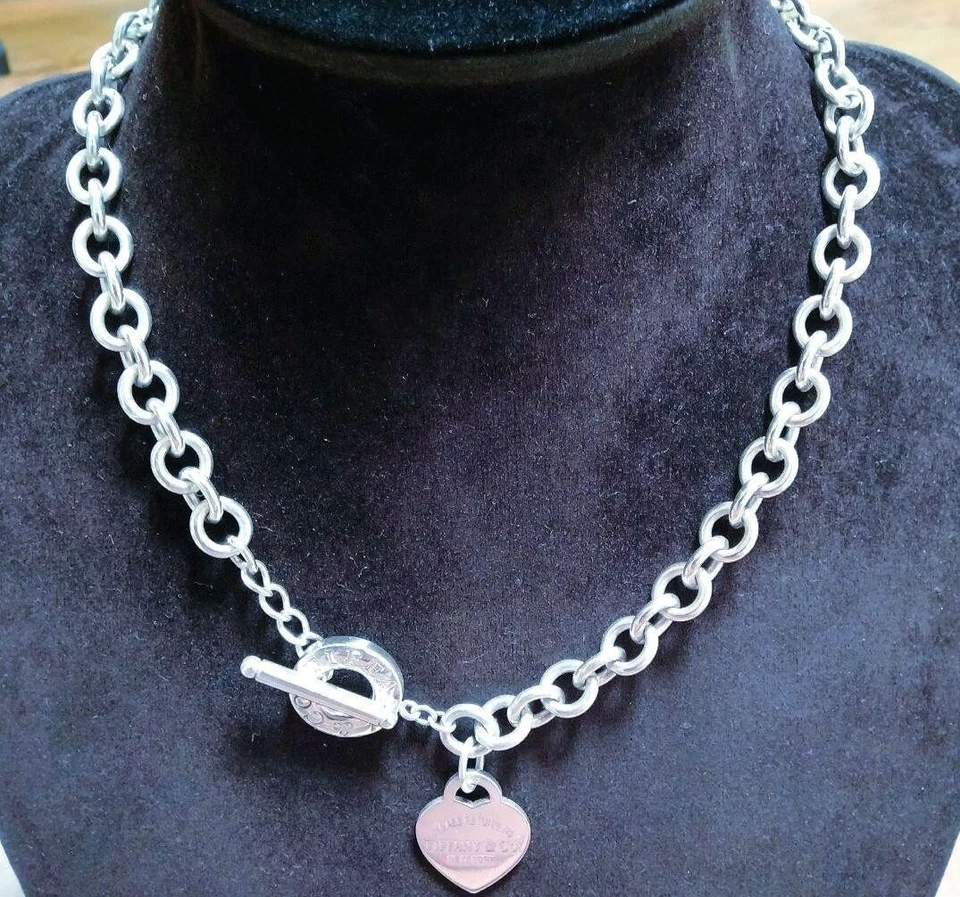 Auténtico Collar Tiffany & Co. Regreso a Tiffany Etiqueta Corazón Palanca Plata 925 Foto 2 de 4