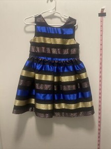 Gymboree girl 3t dress black sparkle gold blue VGUC formal 