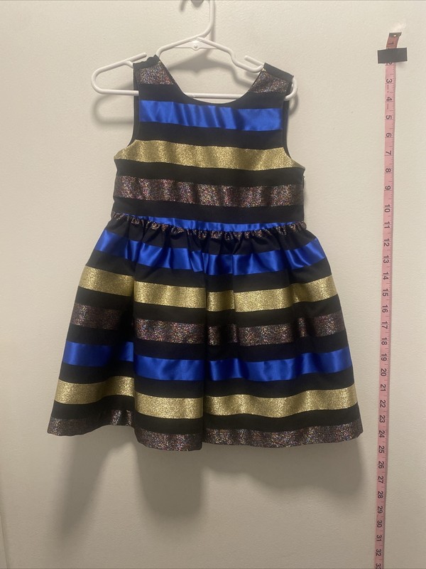 Gymboree girl 3t dress black sparkle gold blue VGUC formal 