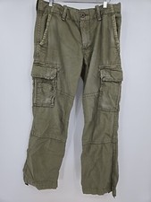 American Eagle Sz 34/32 Parachute Cargo Pants Green Pockets Drawstring Hem Y2K